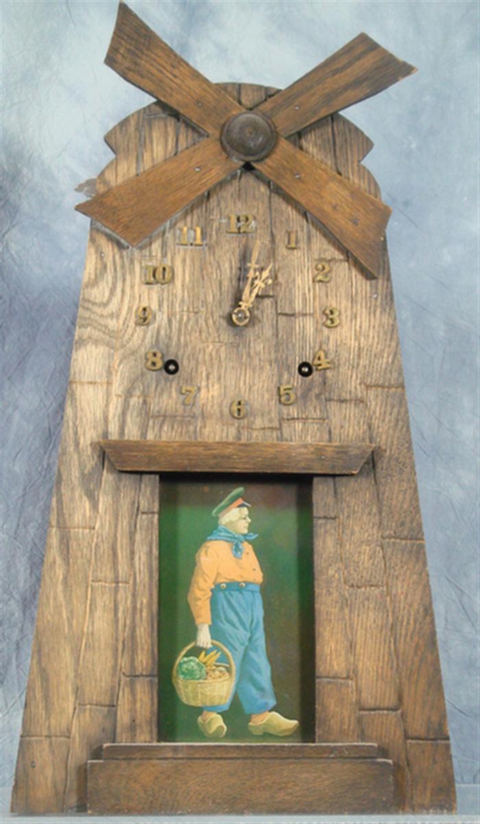 Gilbert Windmill oak mantle clock,