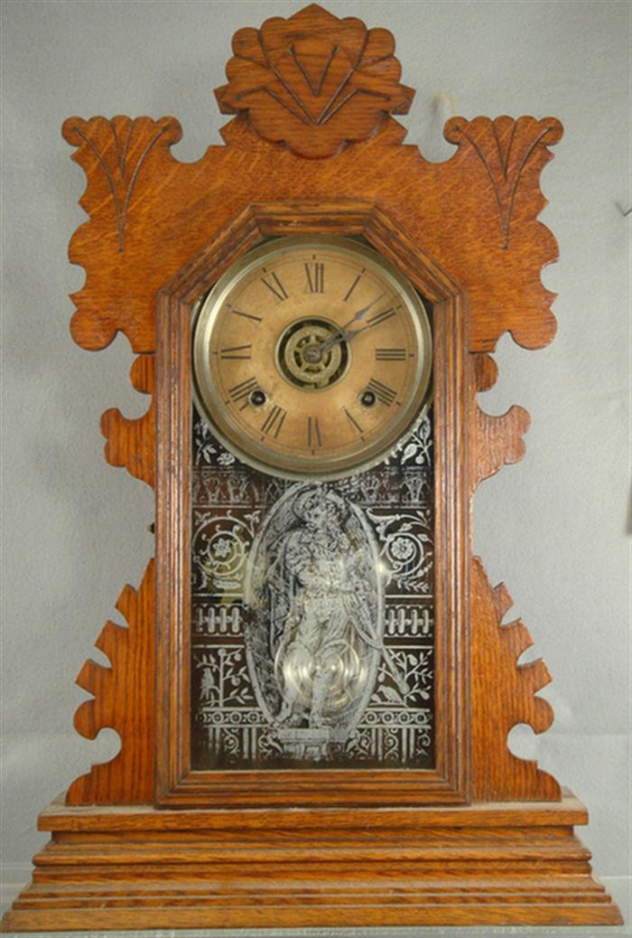 Ansonia oak kitchen clock with 3c0a6