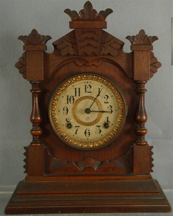 Ansonia oak mantle clock running  3c0aa