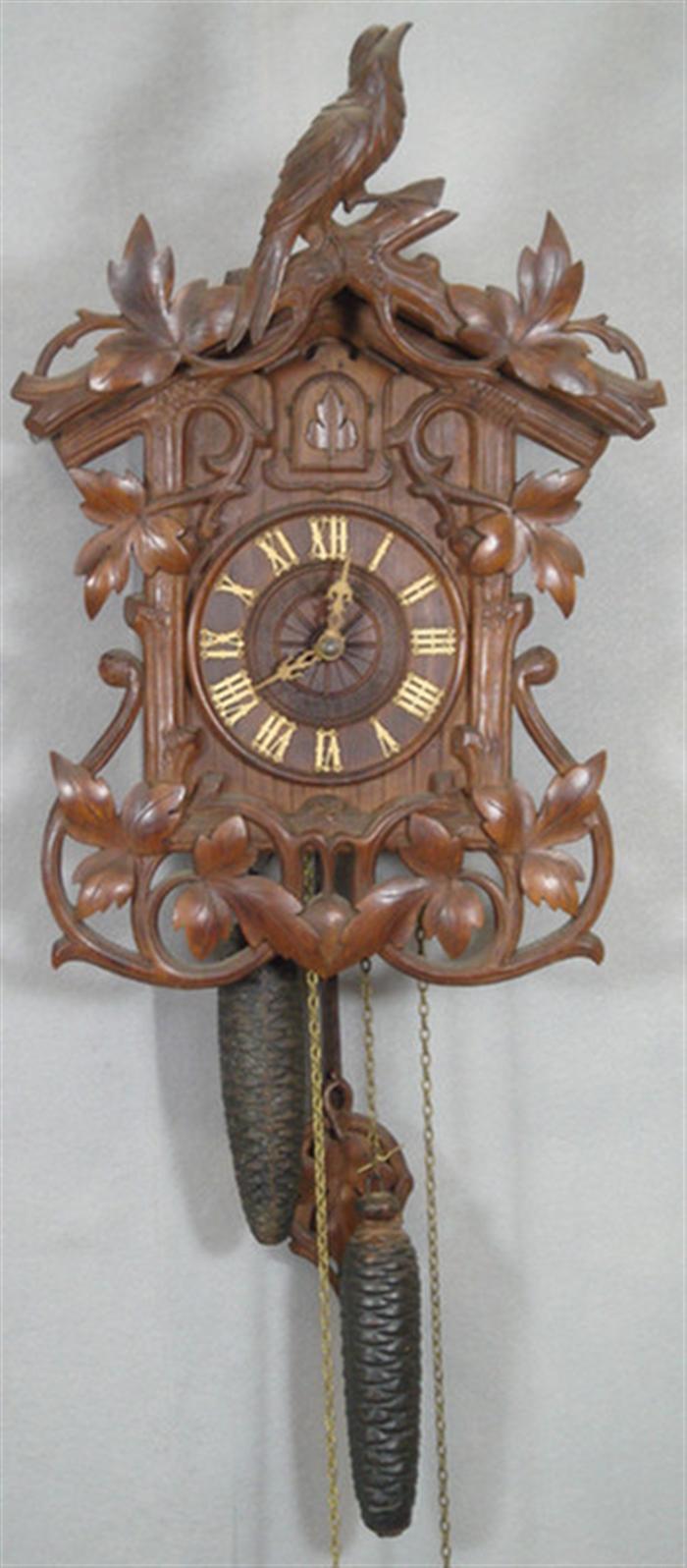 Carved Black Forest cuckoo clock  3c0c4