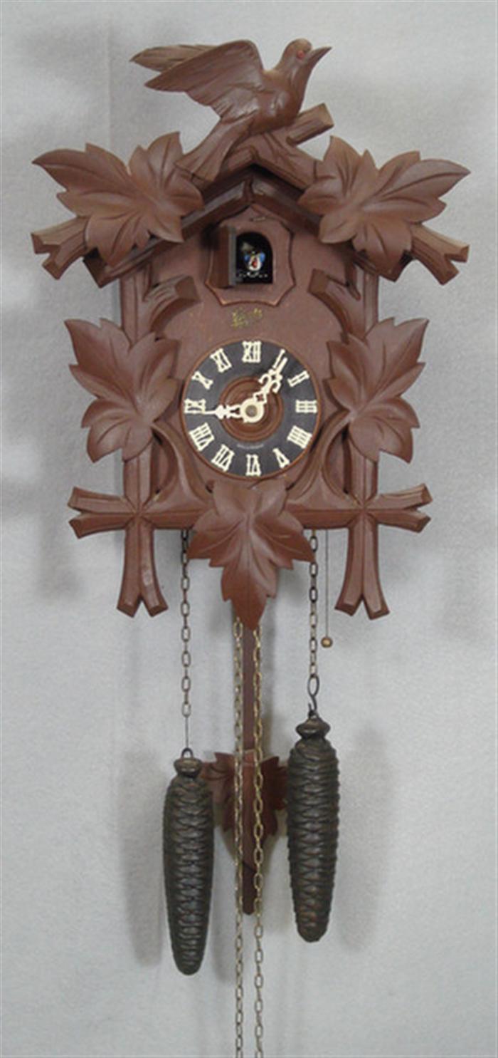 Carved Black Forest  cuckoo clock,