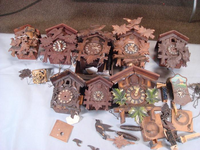 Group of 9 cuckoo clocks with assorted