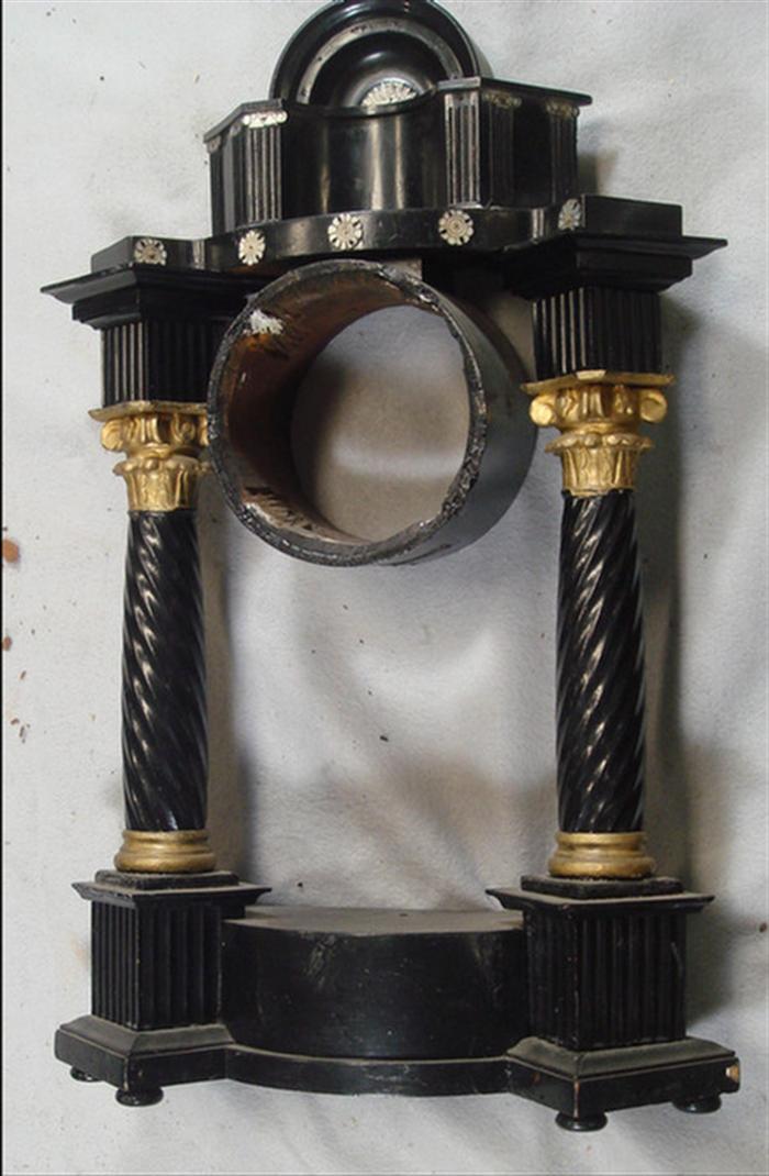 Ebonized French portico clock case  3c0e4