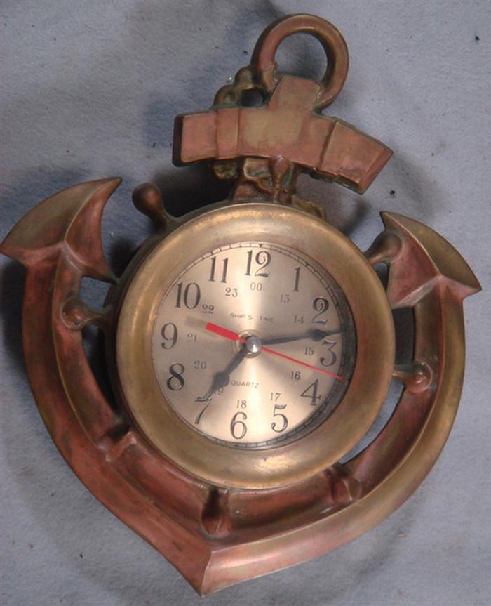 Brass ship s anchor quartz clock  3c0e5