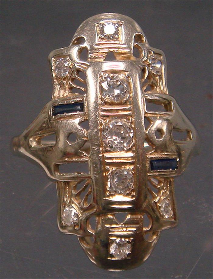 14K WG Art Deco Diamond Ring Rectangular 3bd0d