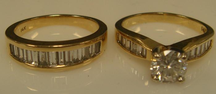 14K Diamond Wedding Set. Yellow