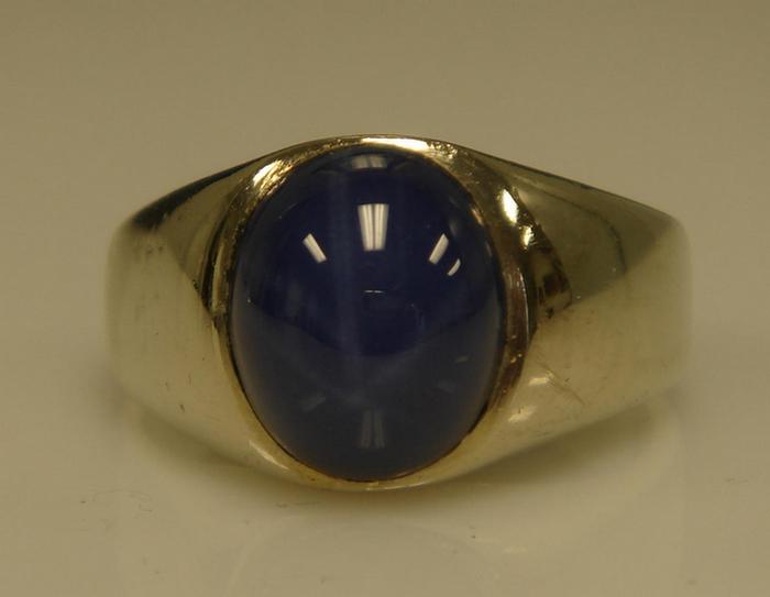 14K WG cabochon star sapphire ring,