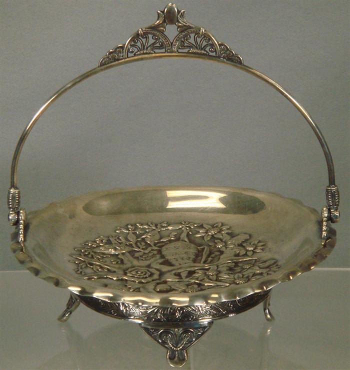 Ornate plated silver basket by