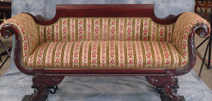 Carved mahogany Federal style sofa