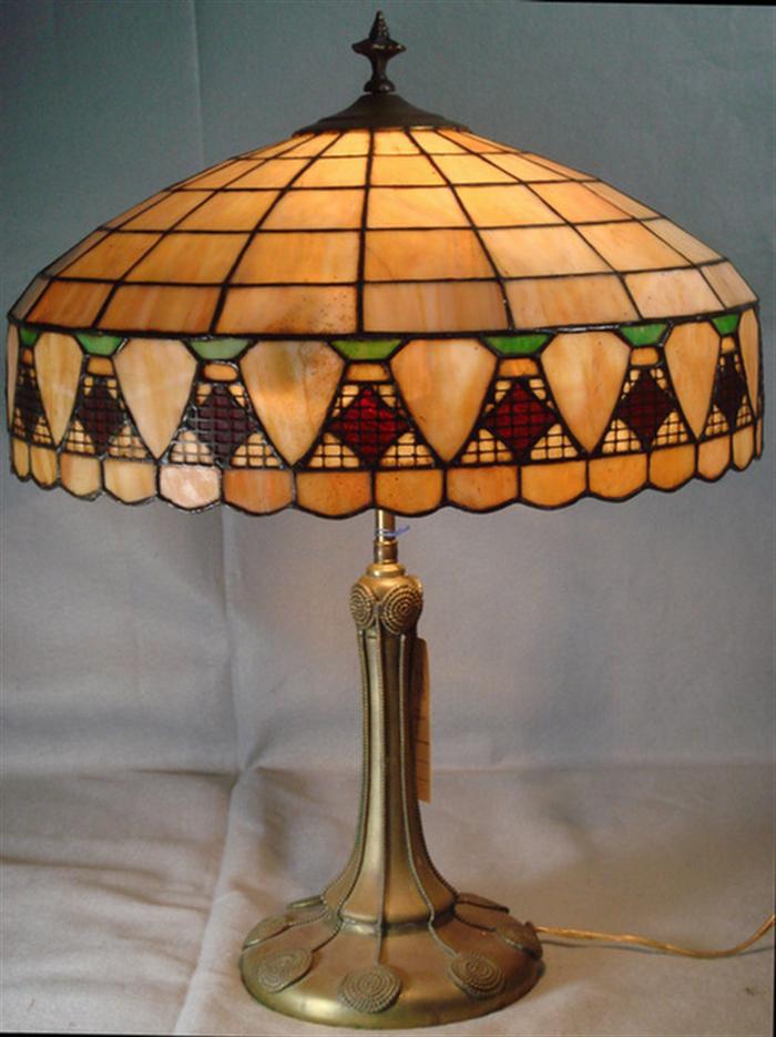 Leaded glass table lamp with unsigned 3bd5e