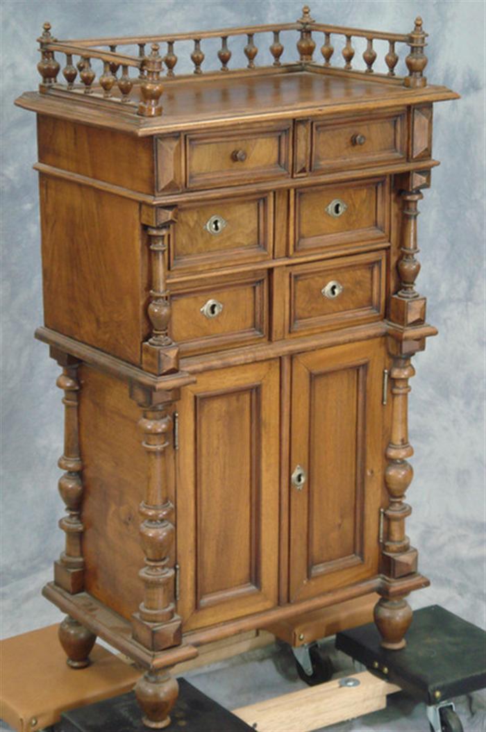 Carved walnut Continental side cabinet