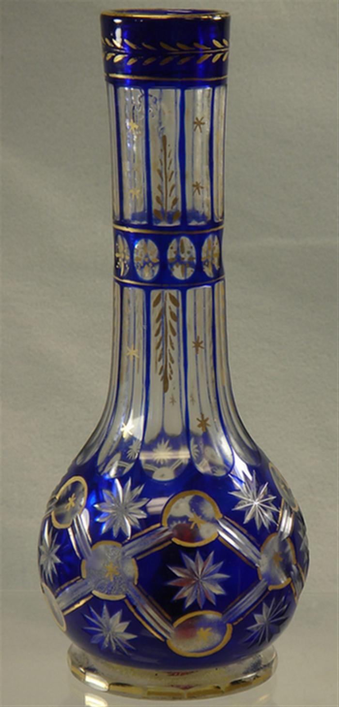 Bohemian glass cobalt cut to clear vase