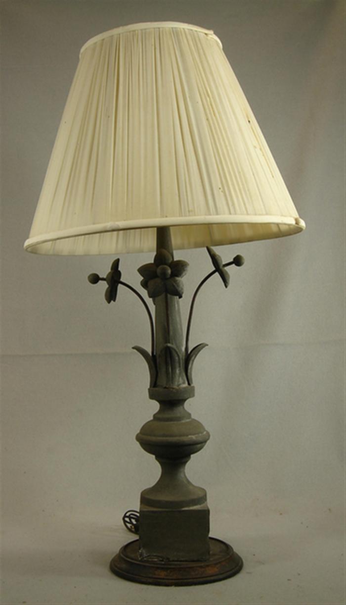 White metal table lamp with floral 3bd93