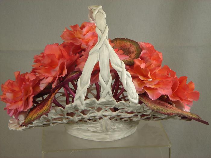 English Bone China floral basket  3bda2