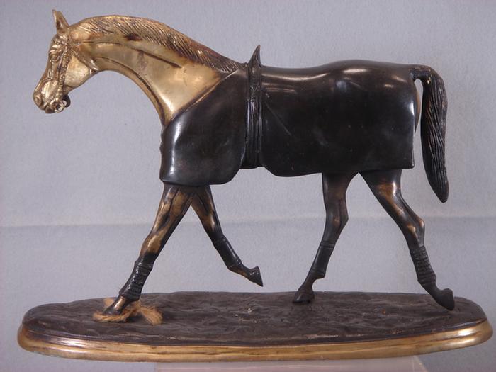 Brass horse sculpture, unsigned, 16