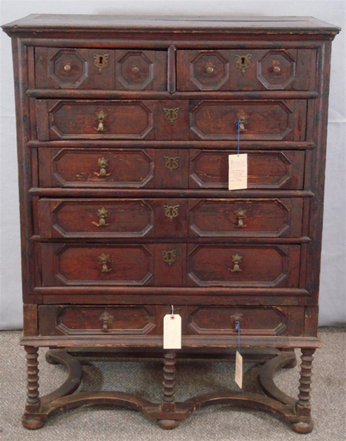 William & Mary chest on frame,