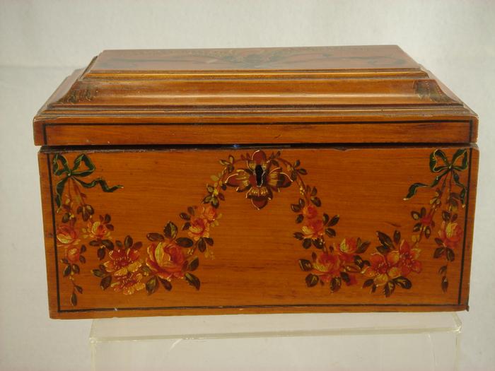 English Adams satinwood tea caddy with