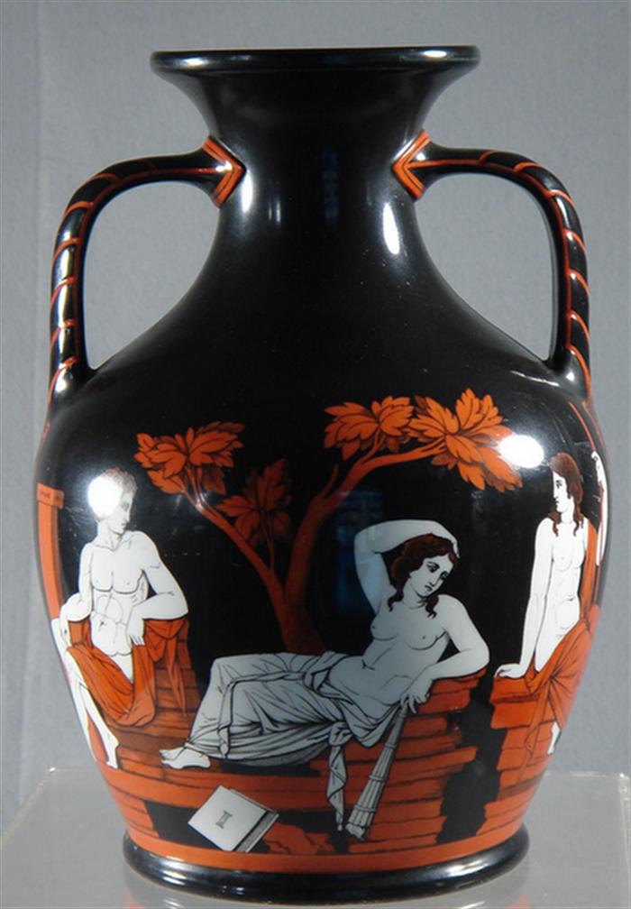 Earthenware Etruscan pattern vase, black