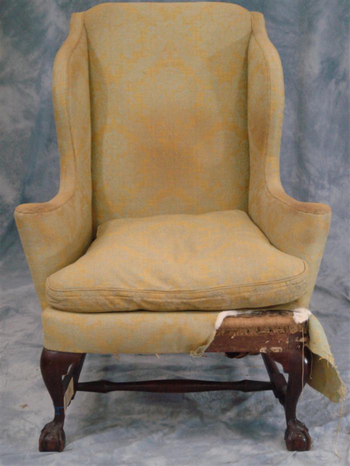 Mahogany Chippendale wingchair,