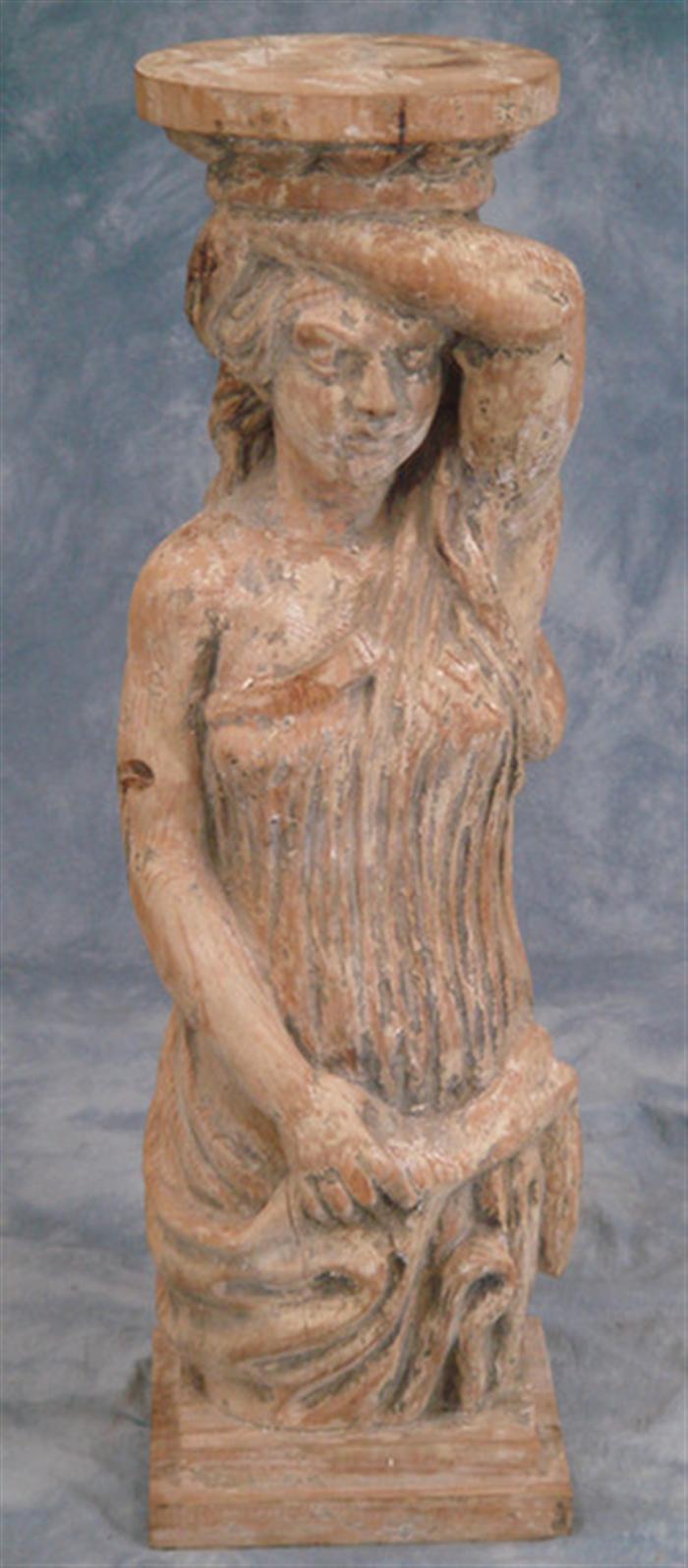 Carved pine figural pedestal classical 3bde4