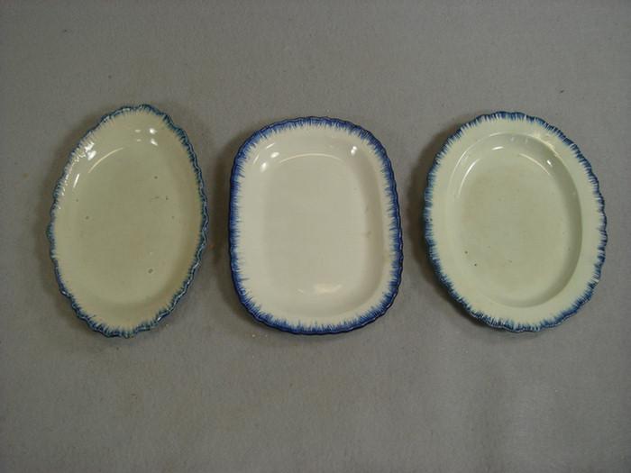 3 Leeds creamware blue featheredge 3bdeb