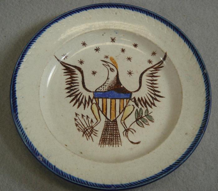 Leeds pearlware plate with American 3be01