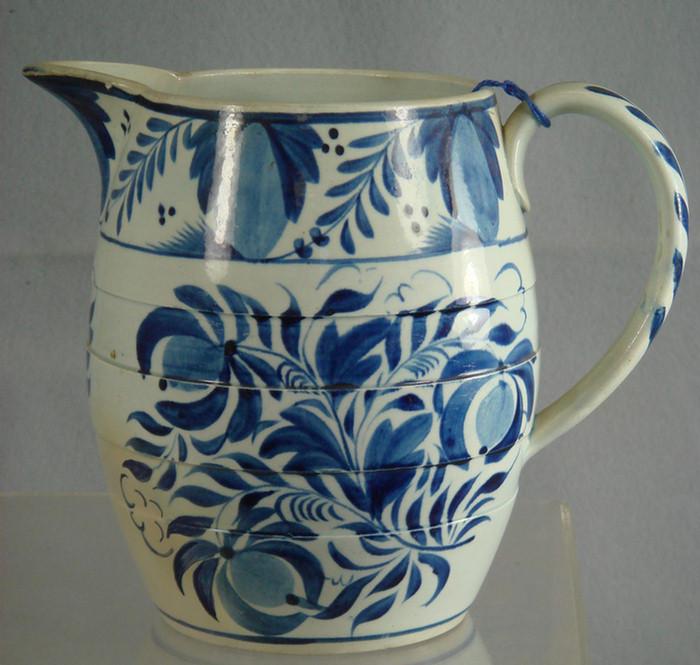 Leeds blue floral decorated milk