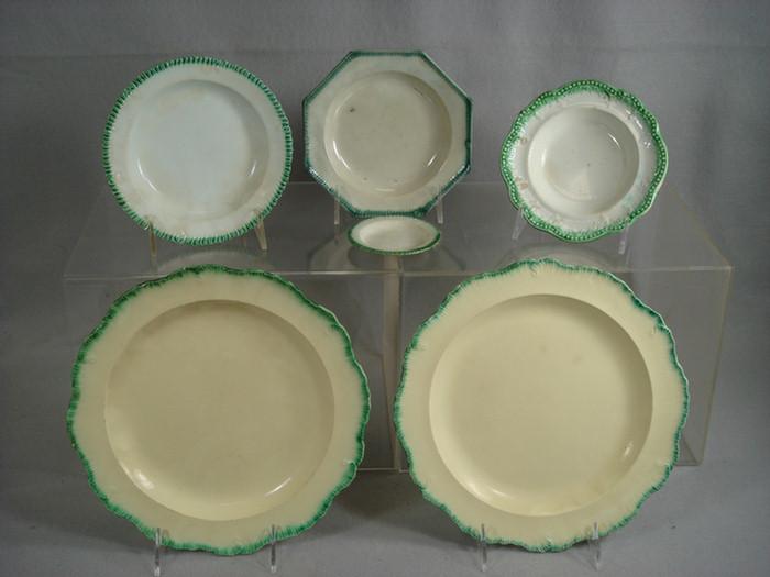 6  Leeds creamware green feather