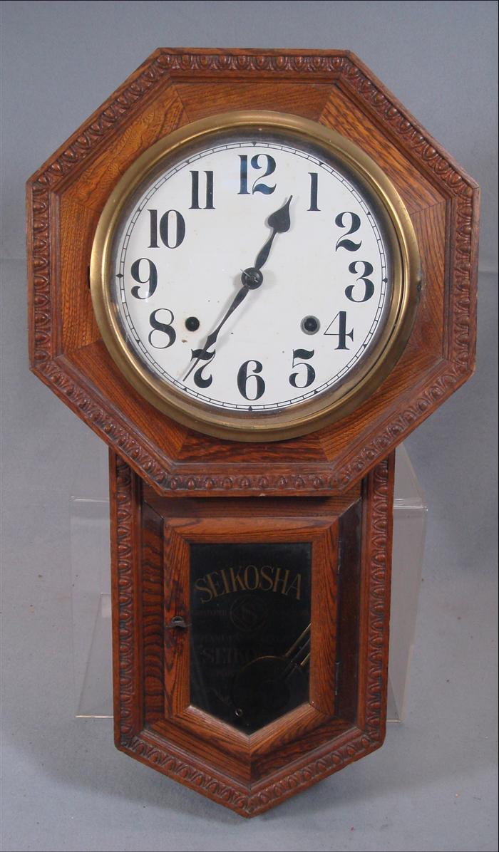 Oak regulator wall clock, Seikosha,