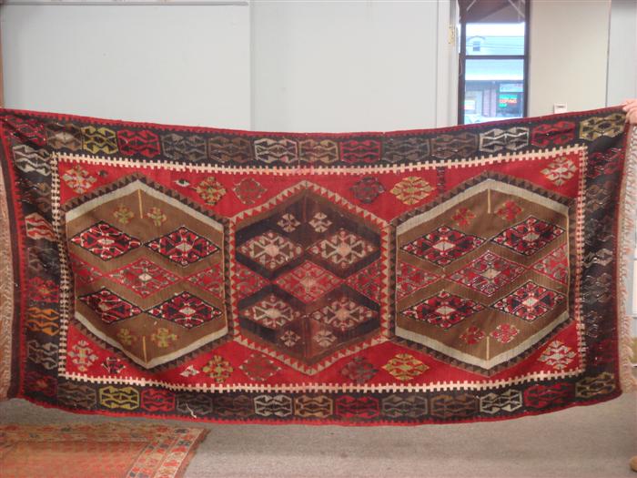 Turkish kilim some wear and fraying 3be44