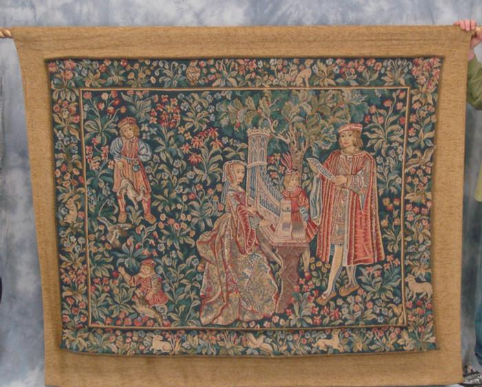 Tapestry panel depicting musical garden