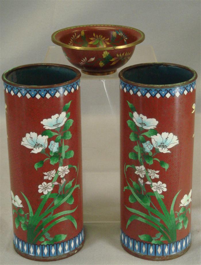 Pair of antique 12 Cloisonne vases 3be5d