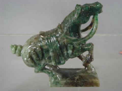 Green jade Chinese war horse, 19th/20th