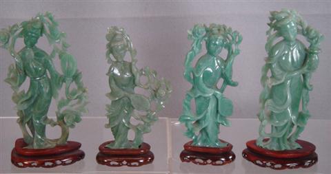 4 carved green jade courtesan figures 3be83