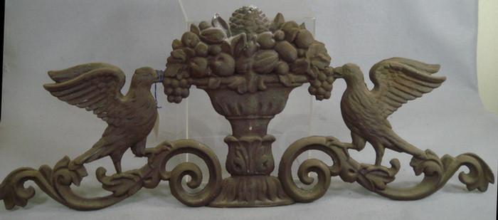 Pr cast iron crests with two flanking