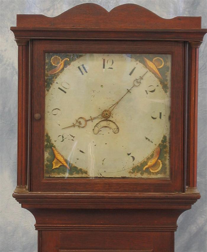 English oak 30 hour tall case clock,