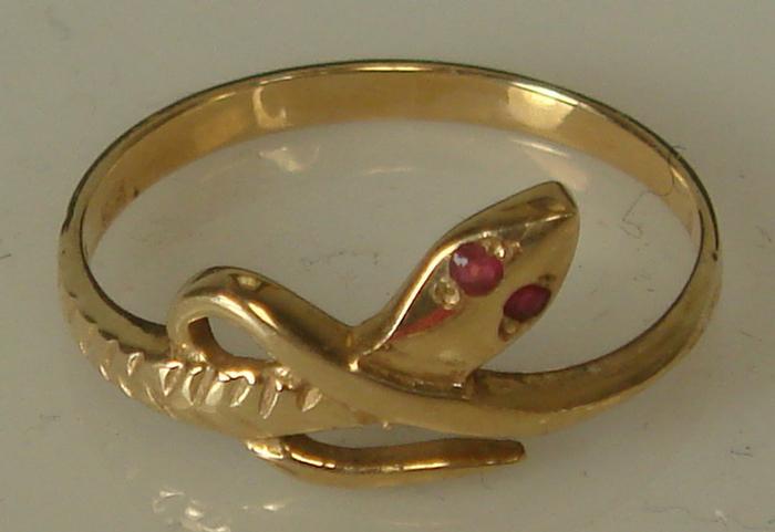 14K yg Snake Ring Ruby eyes ring 3c298