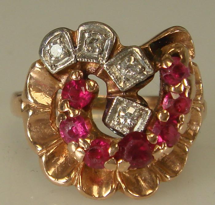 14K rose gold Diamond and Ruby