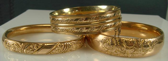 Gold-filled Bangle Bracelets. Grouping