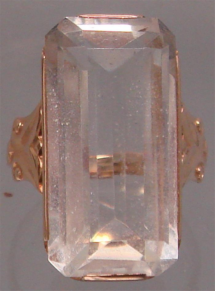 14K rose gold Quartz Ring. Rectangular