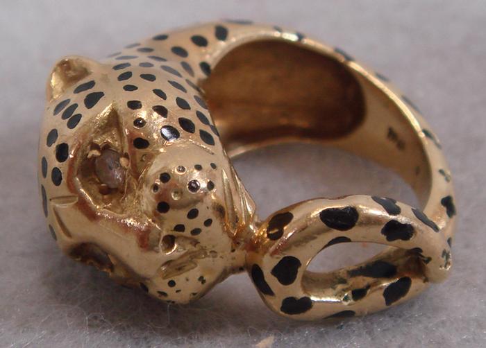 18K yg Leopard Ring Leopard head 3c2d5