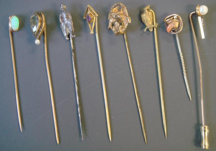 Gold and Gold-filled Stick Pins. Grouping