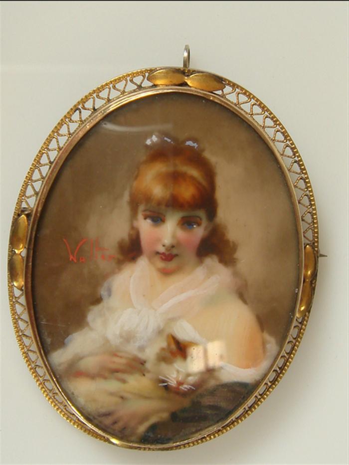 Gold filled Framed Portrait Brooch  3c2e4