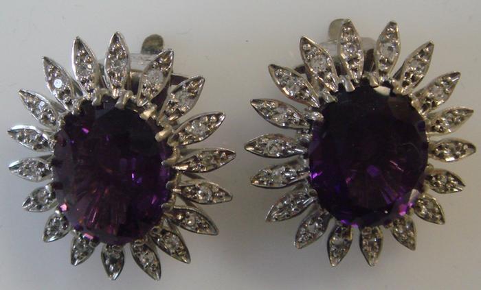 14K wg Amethyst and Diamond Earrings  3c2e8