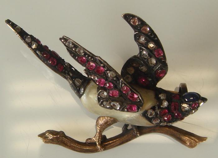 18K rose gold and Silver Bird Brooch  3c2ea