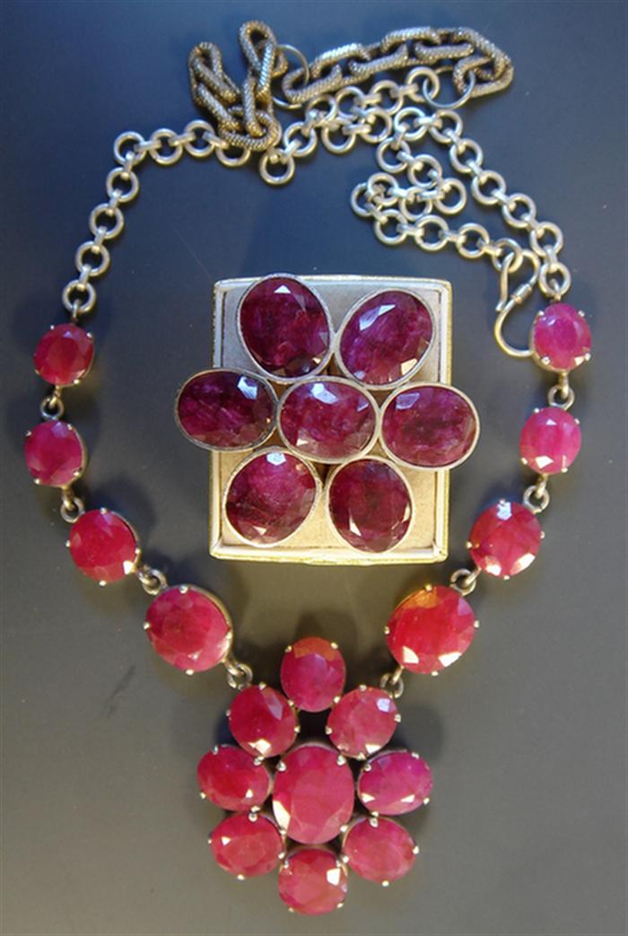 Sterling and Ruby Necklace and 3c2fd