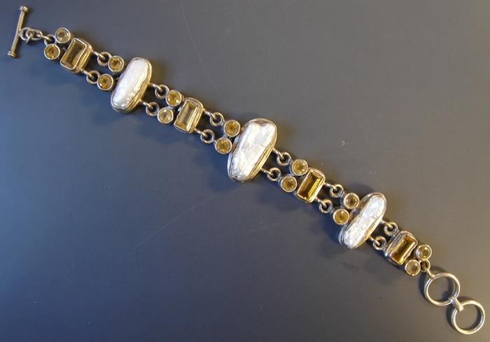 Sterling Pearl Citrine Bracelet  3c331