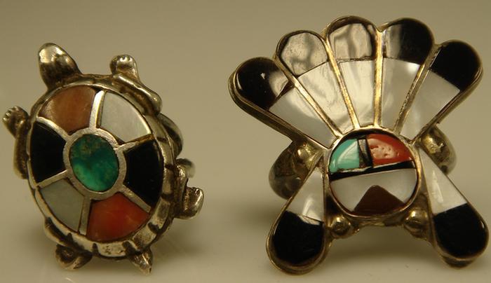 Silver Rings Unmarked with inlaid 3c358