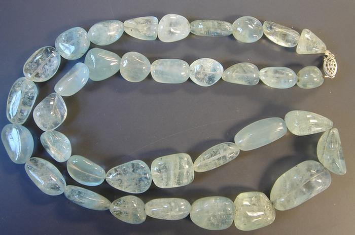 Aquamarine Beaded Necklace. 24"