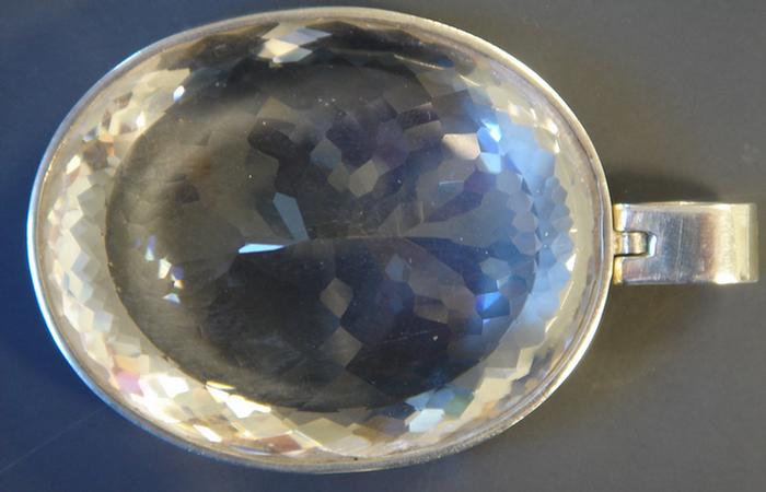 Quartz Crystal Pendant. Large oval